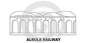 Italy, Albula Railway line travel skyline set. Italy, Albula Railway outline city vector illustration, symbol, travel photo