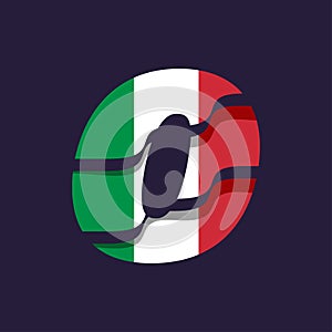 Italy Flag Logo With Alphabet O photo