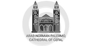 Italy, Arabnorman Palermo, Cathedral Of Cefal travel landmark vector illustration