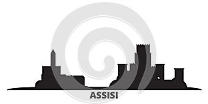 Italy, Assisi city skyline isolated vector illustration. Italy, Assisi travel black cityscape