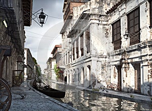 Italy backstreets with canal and gondola