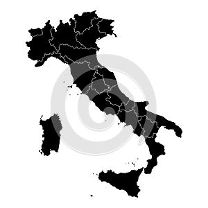 Italy Black and White administrative vector map