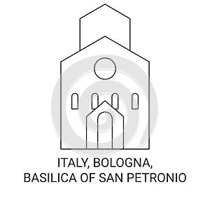 Italy, Bologna, Basilica Of San Petronio travel landmark vector illustration