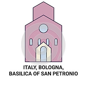 Italy, Bologna, Basilica Of San Petronio travel landmark vector illustration