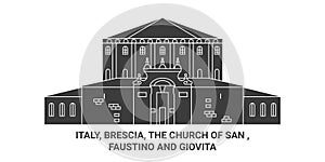 Italy, Brescia, The Church Of San , Faustino And Giovita. travel landmark vector illustration