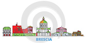 Italy, Brescia line cityscape, flat vector. Travel city landmark, oultine illustration, line world icons