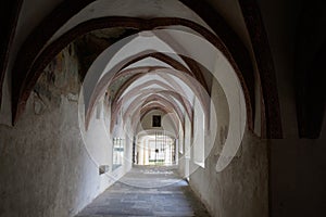 Italy, Bressanone, interior corridors of the abbey Neustift