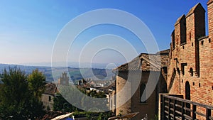 Italy castle hill landscape in Gradara italian medieval countryside village