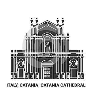 Italy, Catania, Catania Cathedral travel landmark vector illustration