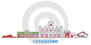 Italy, Catanzaro line cityscape, flat vector. Travel city landmark, oultine illustration, line world icons