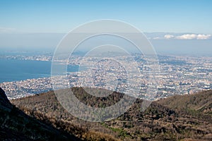 Italy: City and the Bay of Naples, from Vesuvius volcan