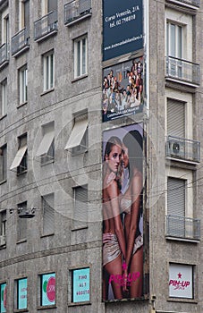 Advertising poster on skyscraper