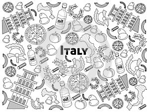 Italy colorless set vector illustration