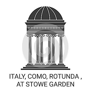 Italy, Como, Rotunda , At Stowe Garden travel landmark vector illustration