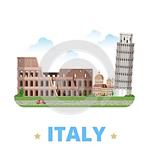 Italy country design template Flat cartoon style w