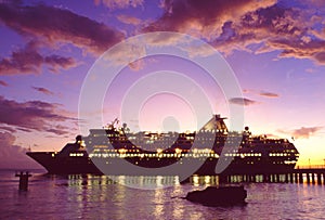 Italy: A cruise ship at the pier in Genua City