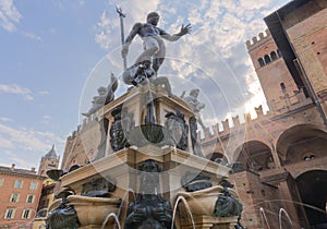Italy- Emilia-Romagna- Bologna- Fountain of Neptune on Piazza del Nettuno