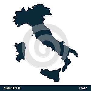 Italy - Europe Countries Map Vector Icon Template Illustration Design. Vector EPS 10.