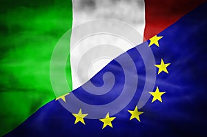 Italy and European Union mixed flag.