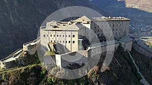 Italy .Famous medieval castles of valle d`Aosta - impressive Bard fort