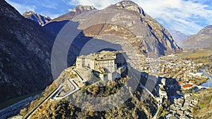 Italy .Famous medieval castles of valle d\'Aosta - impressive Bard fort photo