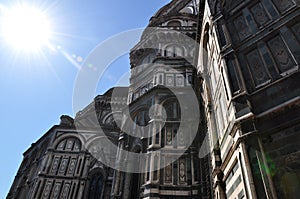 Italy, Firenze, buildings and structures. Sunshine in Cattedrale di Santa Maria del Fiore.