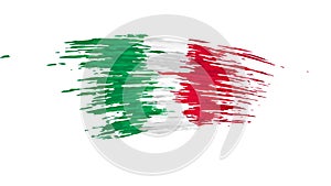 Italy flag animation. Brush painted italian flag on a white background. Italy patriotic template, national state banner, place for
