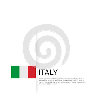 Italy flag background. State patriotic italian banner, cover. Document template with Italy flag on white background. National