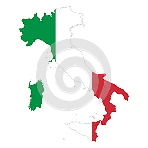 Italy flag in country silhouette