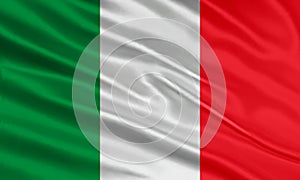 Italy flag design. Waving Italy flag made of satin or silk fabric.