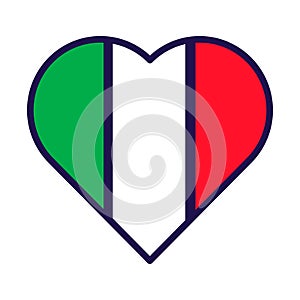 Italy Flag Festive Patriot Heart Outline Icon