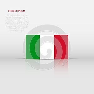 Italy flag icon in flat style. National sign vector illustration. Politic business concept