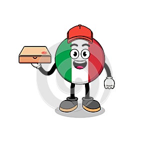 italy flag illustration as a pizza deliveryman
