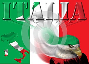 Italy Flag / Map & Eagle