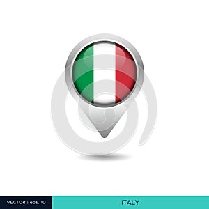 Italy flag map pin vector design template.
