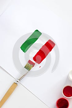 Italy flag. Painted Italian flag with brushes on white background