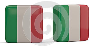 Italy flag square symbol isolated on white background. 3D illustration.