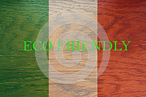 Italy flag on wooden background for global eco friendly environment, ecological and environmental saving and go green country