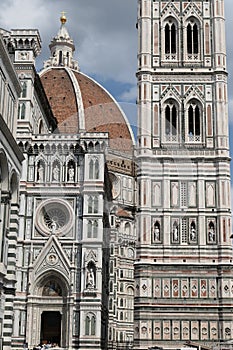 Italy - Florence - Cathedral and Clock Tower at Piazza del Duomo
