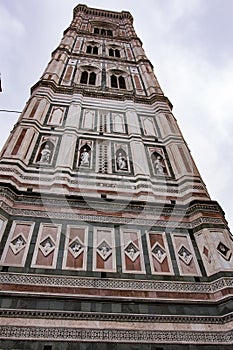 Italy. Florence, Cathedral Santa Maria del Fiore and Campanile di Giotto.