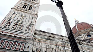 Italy Florence cathedral with streetlamp
