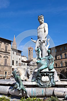 Italy. Florence. Fountain of Neptune on Piazza della Signoria photo