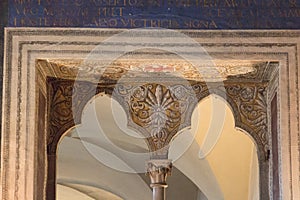 Entrance`s fragment in Sala della Cancelleria in Palazzo Vecchio, Florence, Tuscany, Italy. photo