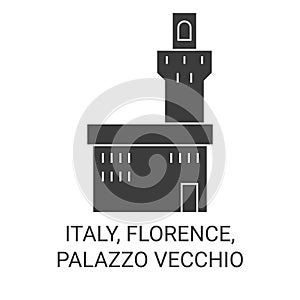 Italy, Florence, Palazzo Vecchio travel landmark vector illustration