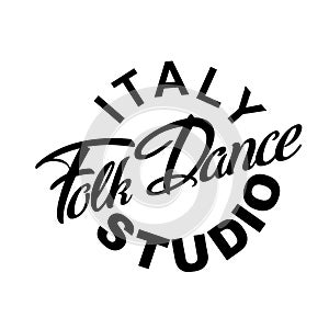 Italy Folk Dance logotype icon concept. Ballet studio logo design template. Classic or folk dance class lettering