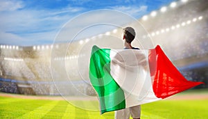 Italy football team supporter on stadium photo