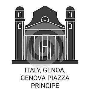 Italy, Genoa, Genova Piazza Principe travel landmark vector illustration photo