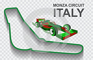 Italy grand prix race track for Formula 1 or F1. Detailed racetrack or national circuit