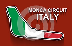 Italy grand prix race track for Formula 1 or F1 with flag. Detailed racetrack or national circuit