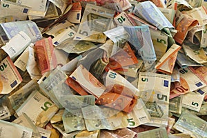 Italy heap of banknotes bills